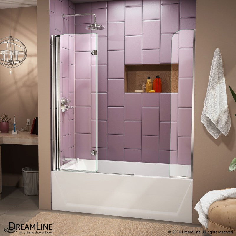 Aqua Frameless Bi-Fold Tub Door with Extender Panel