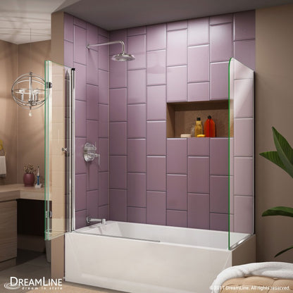 Aqua Frameless Bi-Fold Tub Door with Return Panel