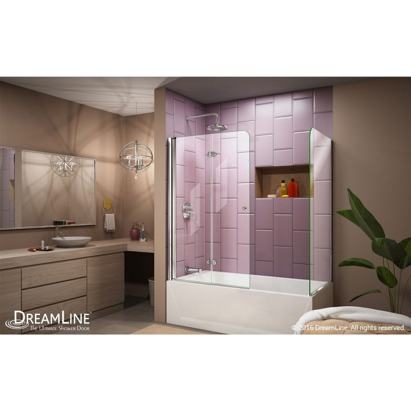 Aqua Frameless Bi-Fold Tub Door with Return Panel