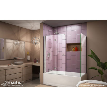 Aqua Frameless Bi-Fold Tub Door with Return Panel