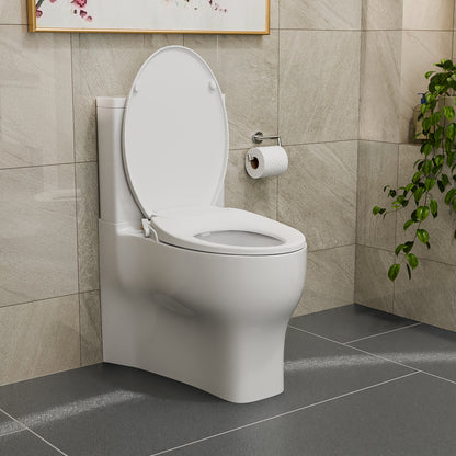 Aqua Swing non-electric bidet toilet seat in White installed with the lid open