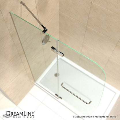 Aqua Ultra Frameless Hinged Shower Door Kit with White Shower Base Pan and Left Drain