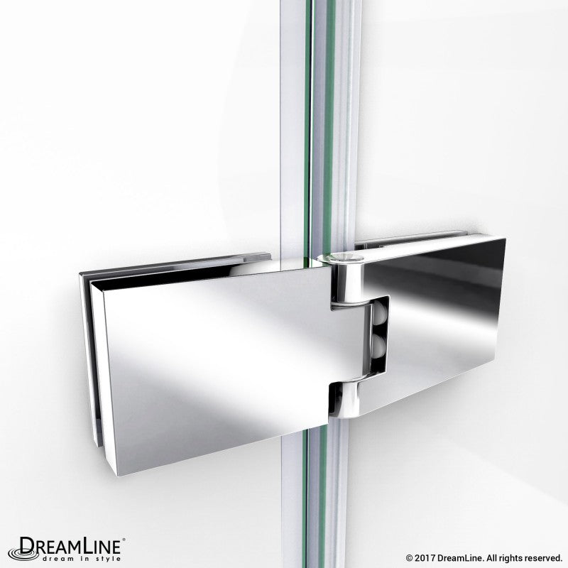 Aqua Ultra Frameless Hinged Shower Door Kit with White Shower Base Pan and Left Drain