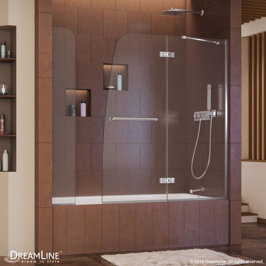 Aqua Ultra Frameless Hinged Tub Door with 9 in. Extender Panel