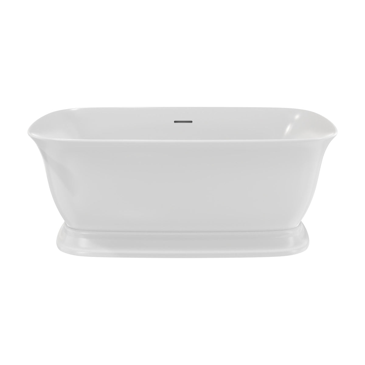 Ascend 59 inch freestanding acrylic bathtub in gloss white with Brushed Nickel drain