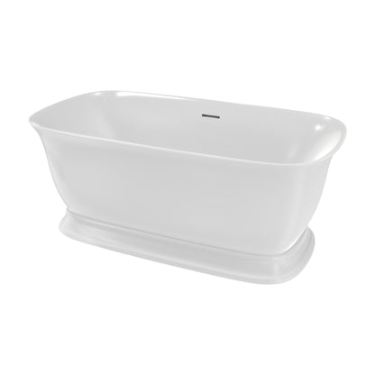 Ascend 59 inch freestanding acrylic bathtub in gloss white with Brushed Nickel drain