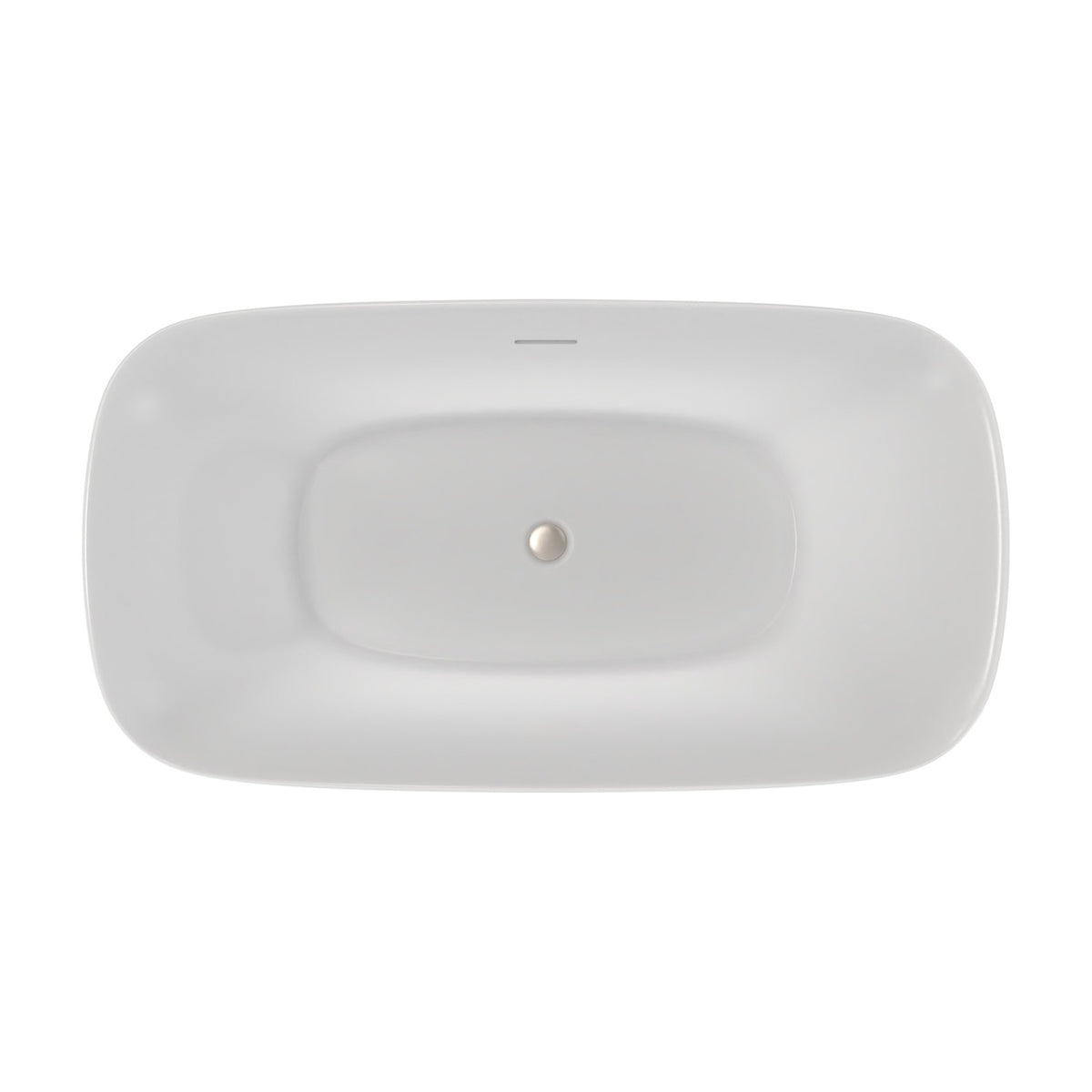 Ascend 59 inch freestanding acrylic bathtub in gloss white with Brushed Nickel drain