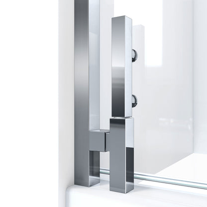 Ascend frameless pivot shower door bottom pivot hinge in Polished Chrome, detail view
