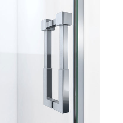 Ascend frameless pivot shower door handle in Polished Chrome, detail view