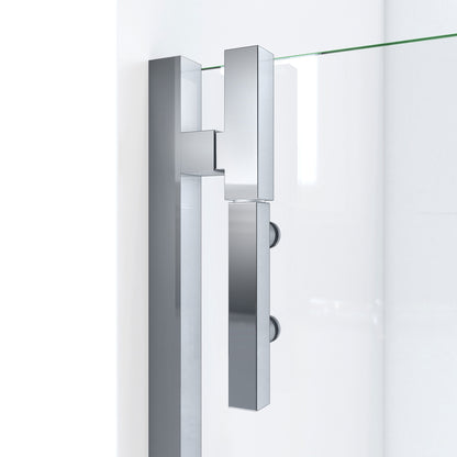 Ascend frameless pivot shower door top pivot hinge in Polished Chrome, detail view