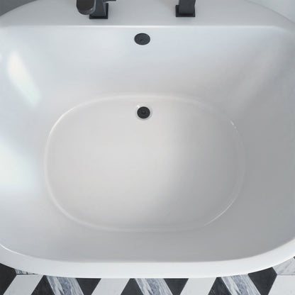 Caribbean 60 inch freestanding acrylic bathtub in gloss white, shown in a styled setting