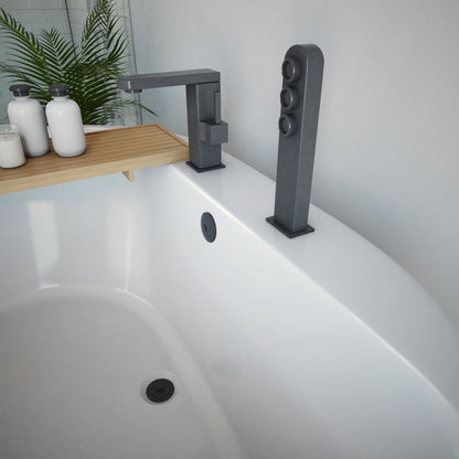 Caribbean 60 inch freestanding acrylic bathtub in gloss white, shown in a styled setting