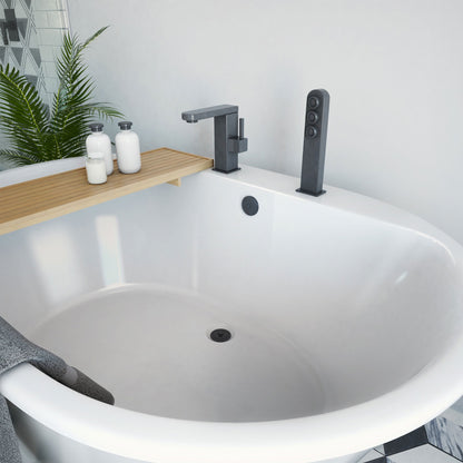 Caribbean 60 inch freestanding acrylic bathtub in gloss white, shown in a styled setting