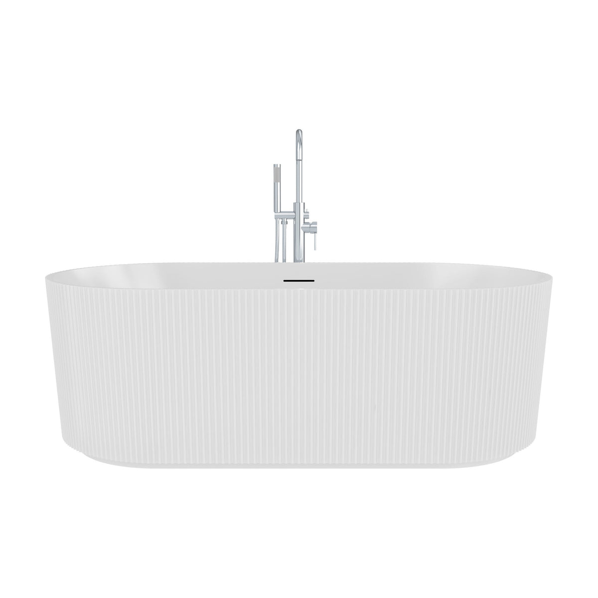 Charisma 59 inch freestanding acrylic bathtub in gloss white with Polished Chrome drain