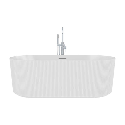 Charisma 59 inch freestanding acrylic bathtub in gloss white with Polished Chrome drain