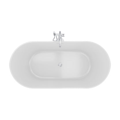 Charisma 59 inch freestanding acrylic bathtub in gloss white with Polished Chrome drain