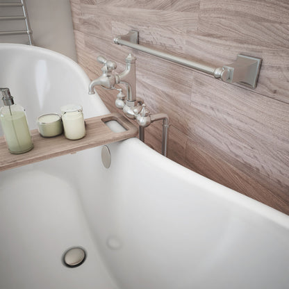 Chesapeake 69 inch freestanding acrylic bathtub in gloss white, shown in a styled setting