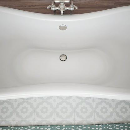 Chesapeake 69 inch freestanding acrylic bathtub in gloss white, shown in a styled setting