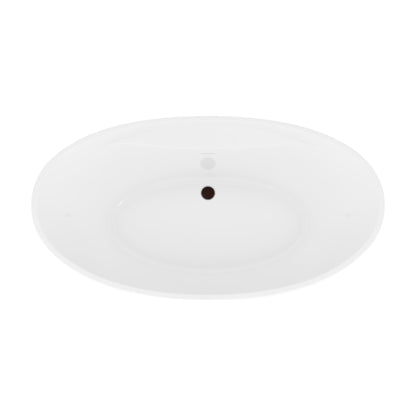 Continuum 66 inch freestanding acrylic bathtub in gloss white with Oil Rubbed Bronze drain