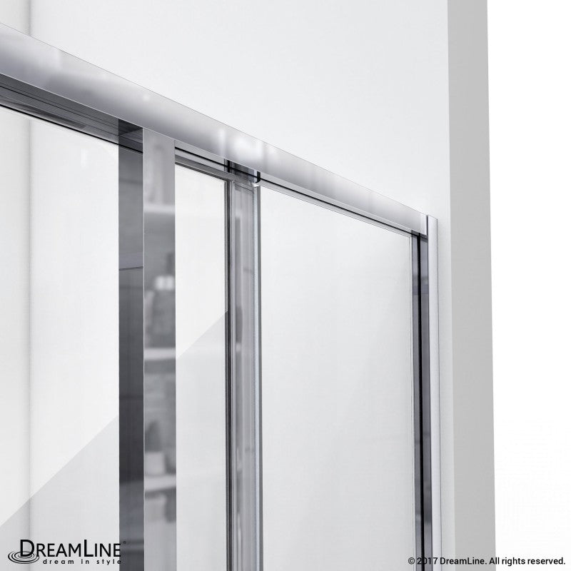 Cornerview Framed Corner Enclosure Center Sliding Shower Door Kit with Biscuit Shower Base Pan