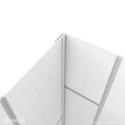 Cornerview Framed Corner Enclosure Center Sliding Shower Door Kit with Subway Style Wall and White Shower Base Pan