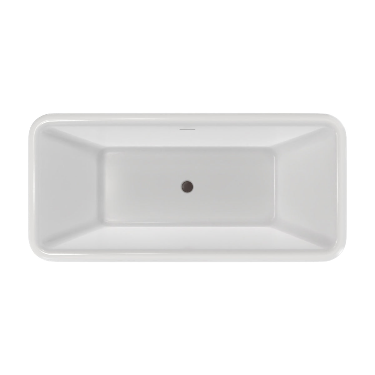 Crest 59 inch freestanding acrylic bathtub in gloss white with Oil Rubbed Bronze drain
