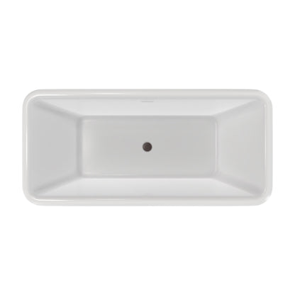 Crest 59 inch freestanding acrylic bathtub in gloss white with Oil Rubbed Bronze drain