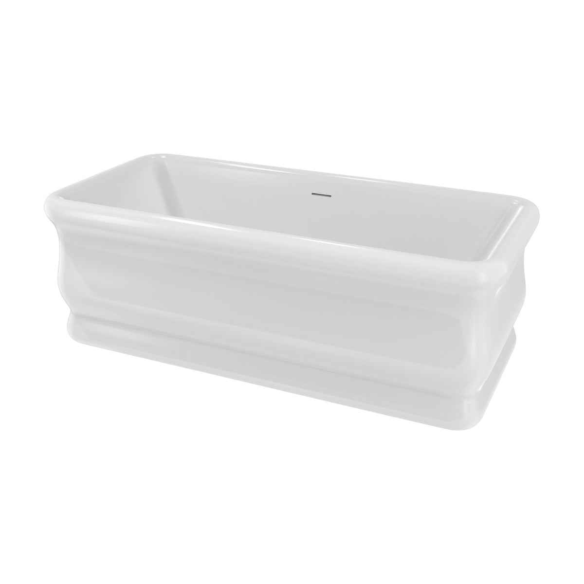 Crest 67 inch freestanding acrylic bathtub in gloss white with Polished Nickel drain
