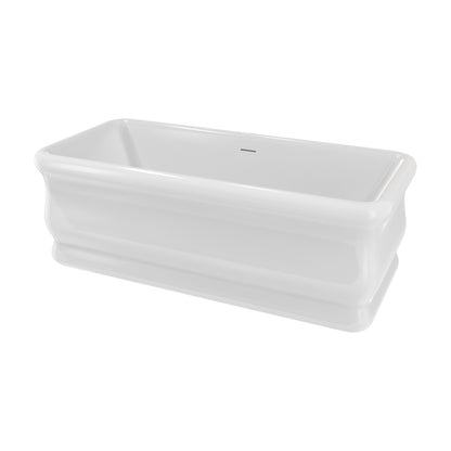 Crest 67 inch freestanding acrylic bathtub in gloss white with Polished Nickel drain