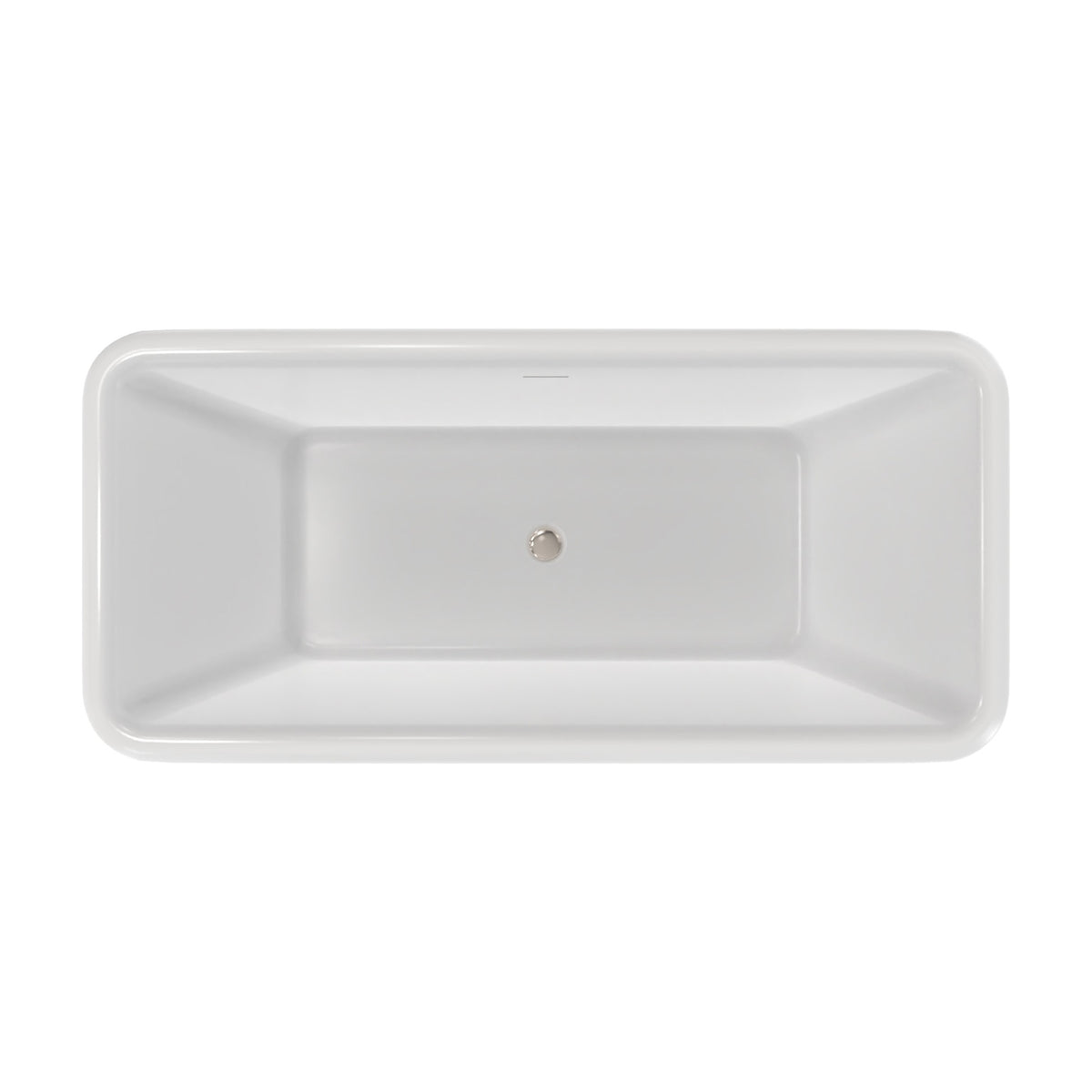 Crest 67 inch freestanding acrylic bathtub in gloss white with Polished Nickel drain