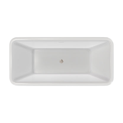 Crest 67 inch freestanding acrylic bathtub in gloss white with Polished Nickel drain