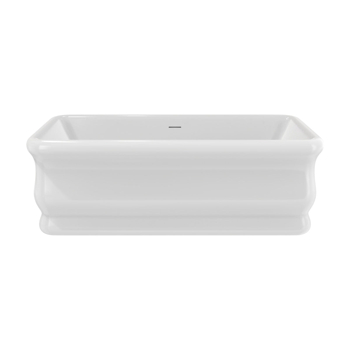 Crest 71 inch freestanding acrylic bathtub in gloss white with Brushed Brass drain