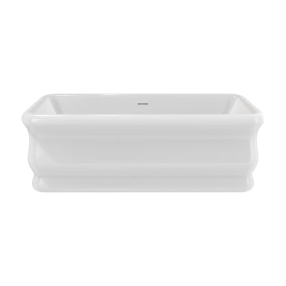 Crest 71 inch freestanding acrylic bathtub in gloss white with Brushed Brass drain