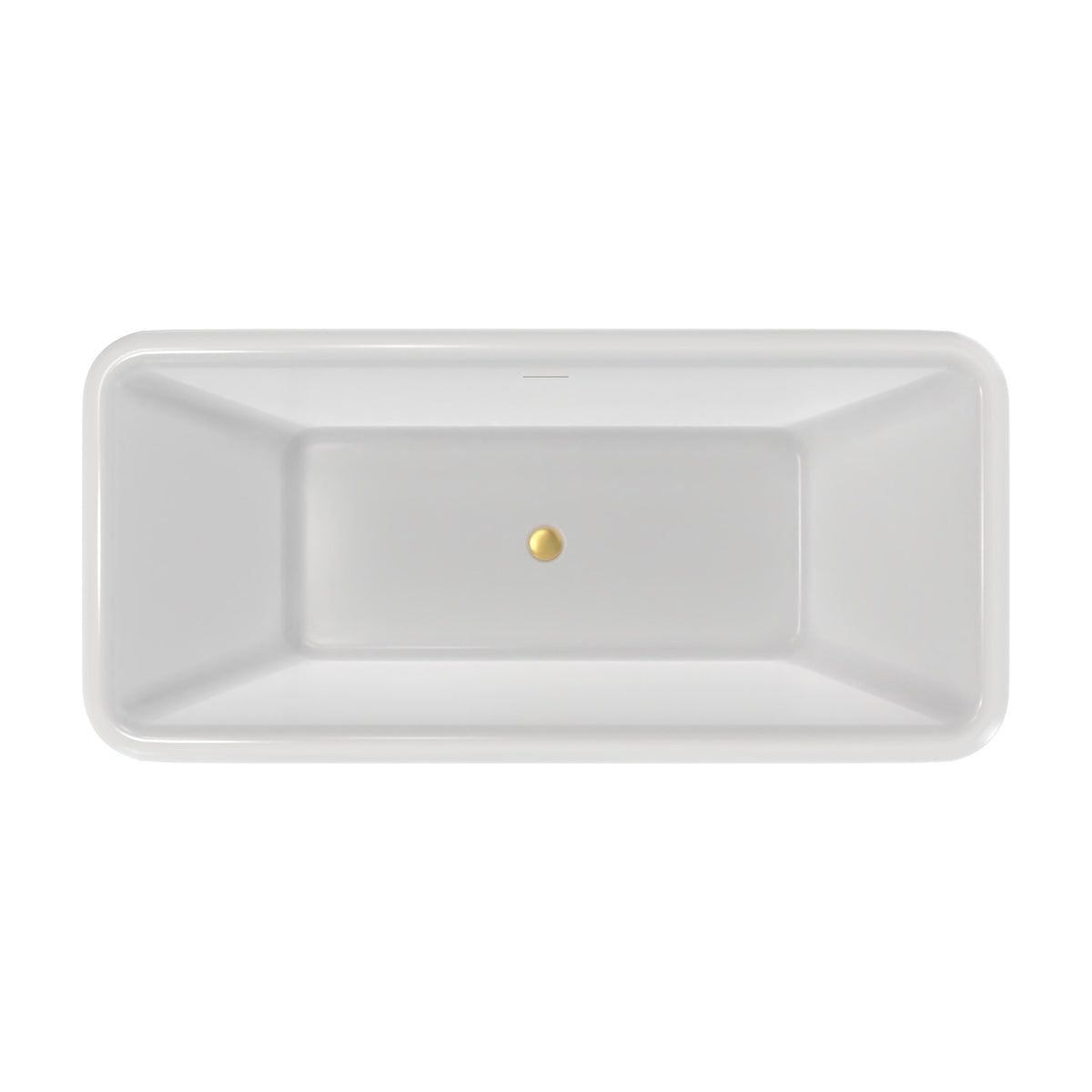 Crest 71 inch freestanding acrylic bathtub in gloss white with Brushed Brass drain