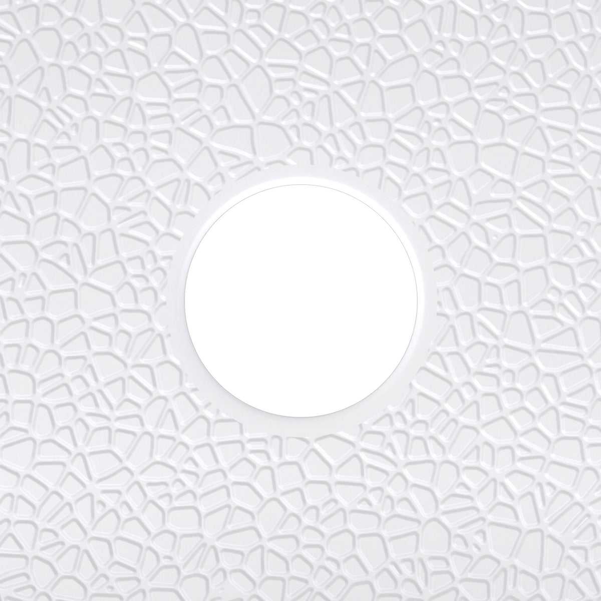DreamStone double threshold corner solid surface shower base pan, close up of the integral drain and textured floor