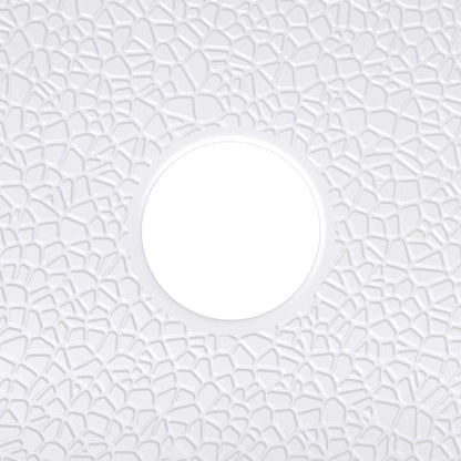 DreamStone double threshold corner solid surface shower base pan, close up of the integral drain and textured floor