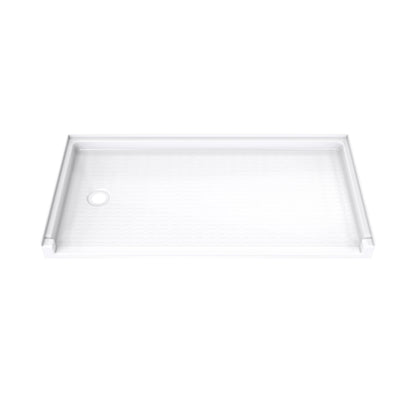 DreamStone low threshold ADA solid surface shower base pan 60 inch wide by 30 inch deep in White with left drain