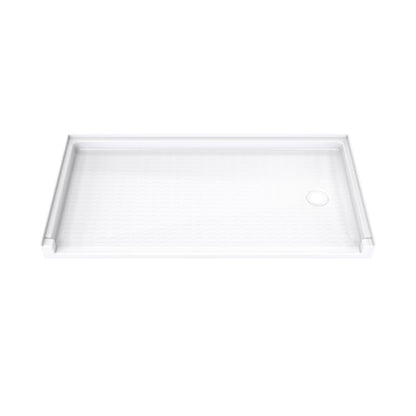 DreamStone low threshold ADA solid surface shower base pan 60 inch wide by 30 inch deep in White with right drain