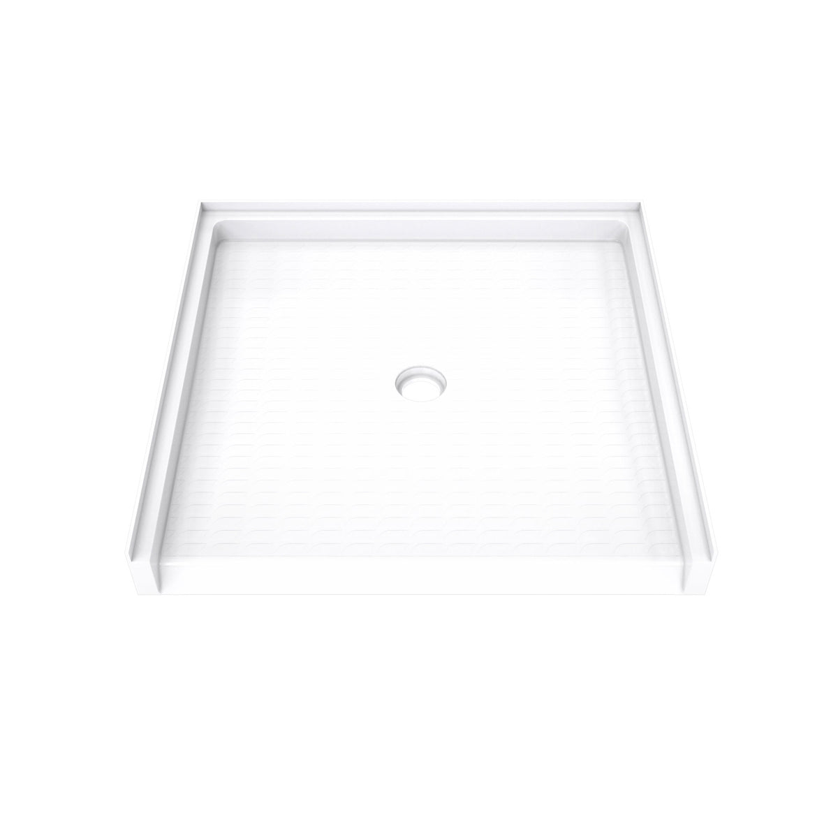 DreamStone low threshold ADA solid surface shower base pan 38 inch wide by 37 inch deep in White with center drain