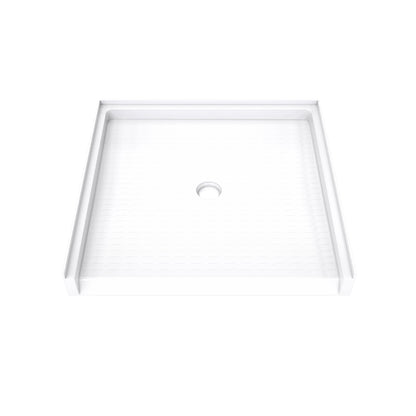 DreamStone low threshold ADA solid surface shower base pan 38 inch wide by 37 inch deep in White with center drain