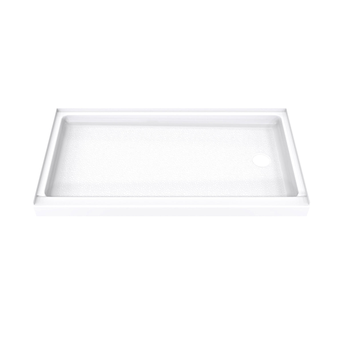 DreamStone single threshold solid surface shower base pan 60 inch wide by 32 inch deep in White with right drain