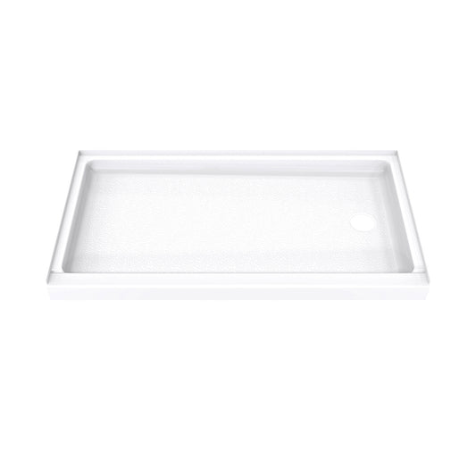 DreamStone single threshold solid surface shower base pan 60 inch wide by 32 inch deep in White with right drain