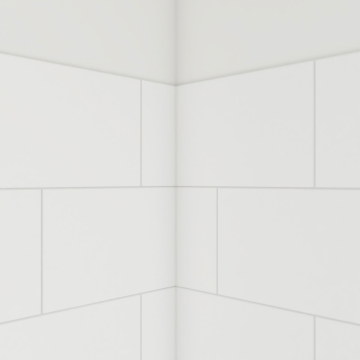 DreamStone traditional subway solid surface wall panel corner detail in white