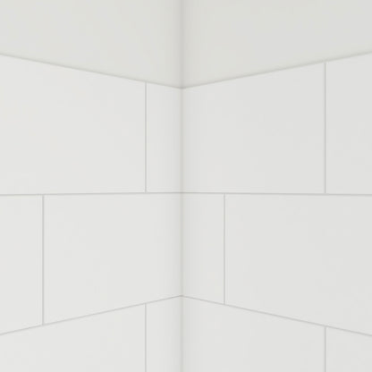 DreamStone traditional subway solid surface wall panel corner detail in white