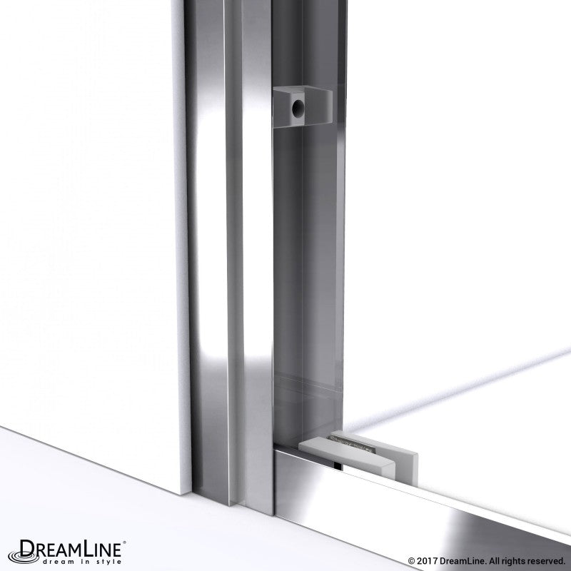 Duet Semi-Frameless Double Sliding Shower Door Kit with White Shower Base Pan and Left Drain