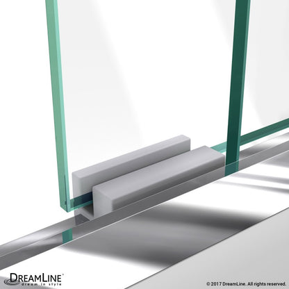 Duet Semi-Frameless Double Sliding Shower Door Kit with White Shower Base Pan and Left Drain