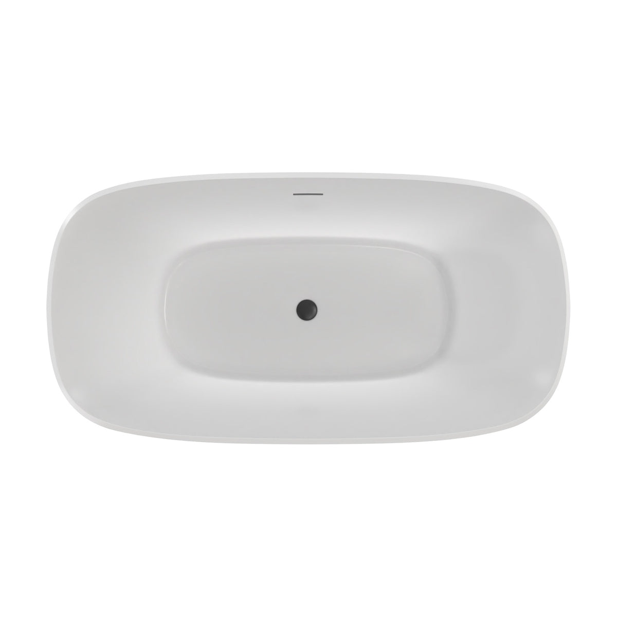 Elegance 67 inch freestanding acrylic bathtub in gloss white with Matte Black drain