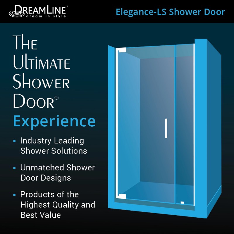 Elegance-LS Frameless Pivot Shower Door (25"W to 45"W)