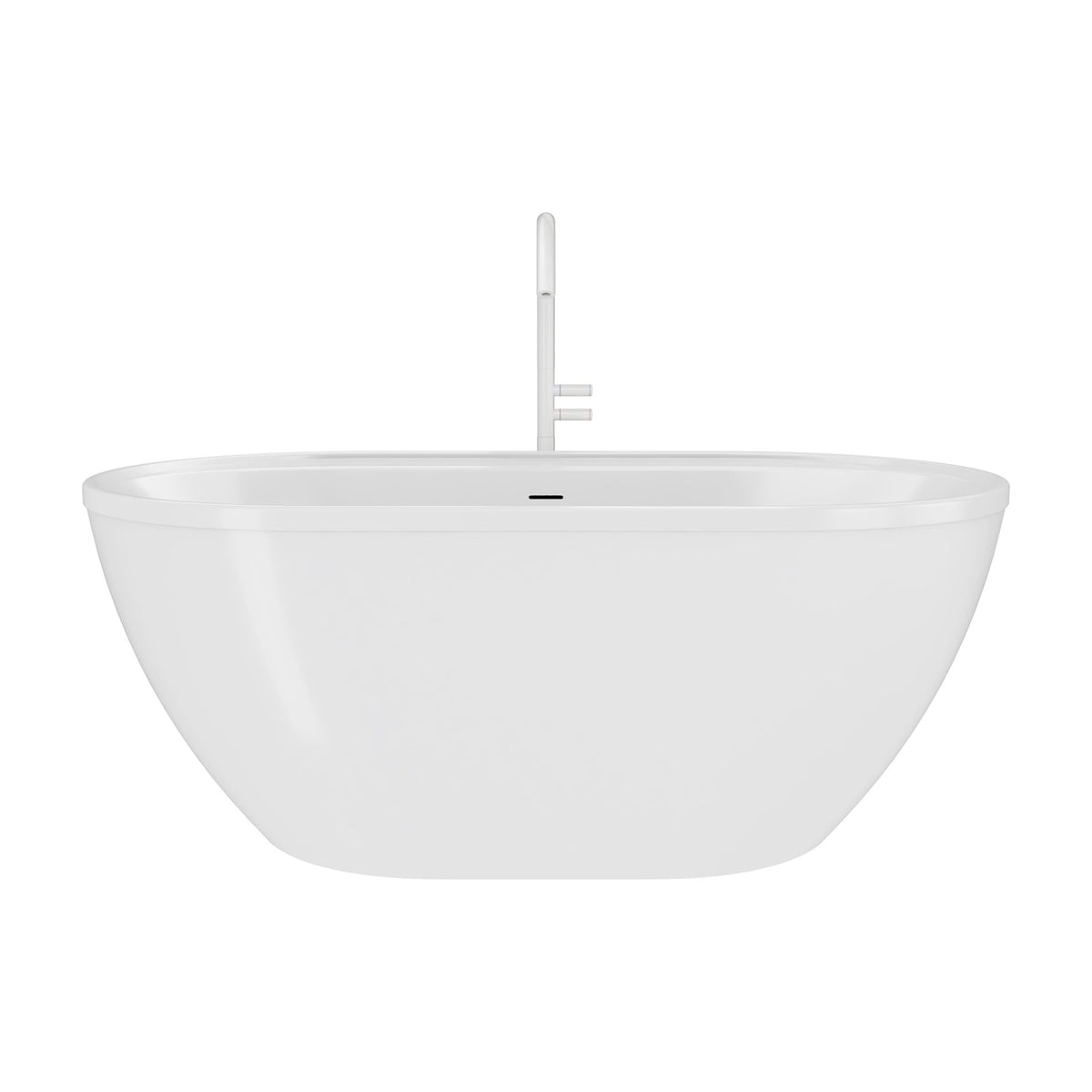 Essence 60 inch freestanding acrylic bathtub in gloss white with White drain