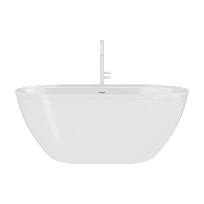 Essence 60 inch freestanding acrylic bathtub in gloss white with White drain